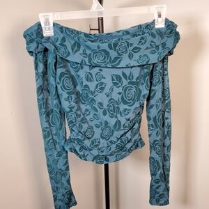 Wild Fable Blue Floral Off-Shoulder Top